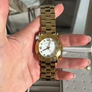Marc Jacobs Gold-Tone Watch with White Dial